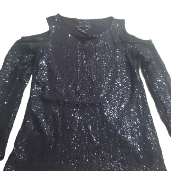Inc INTERNATIONAL CONCEPT BLOUSE BLACK SEQUINS XS - Picture 1 of 8